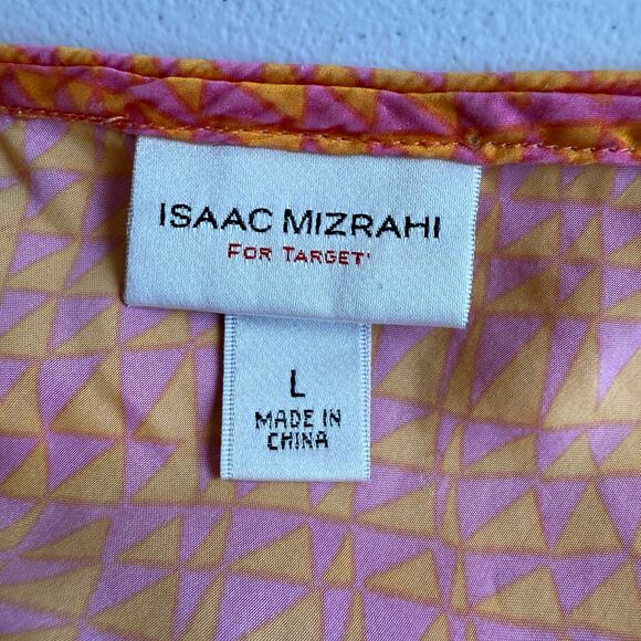 Isaac Mizrahi Blouse Top Women Large Orange Silk V-Neck Sleeveless Baby doll - Picture 3 of 9